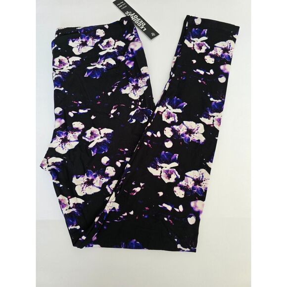 YOGA Plus Size Womens Luscious Purple Posies Leggings Depot Women Ultra Soft - Picture 7 of 8